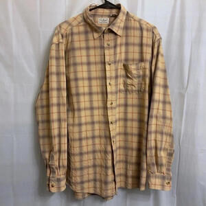 LL Bean Button Up Shirt Men's Large L Brown Plaid Long Sleeve